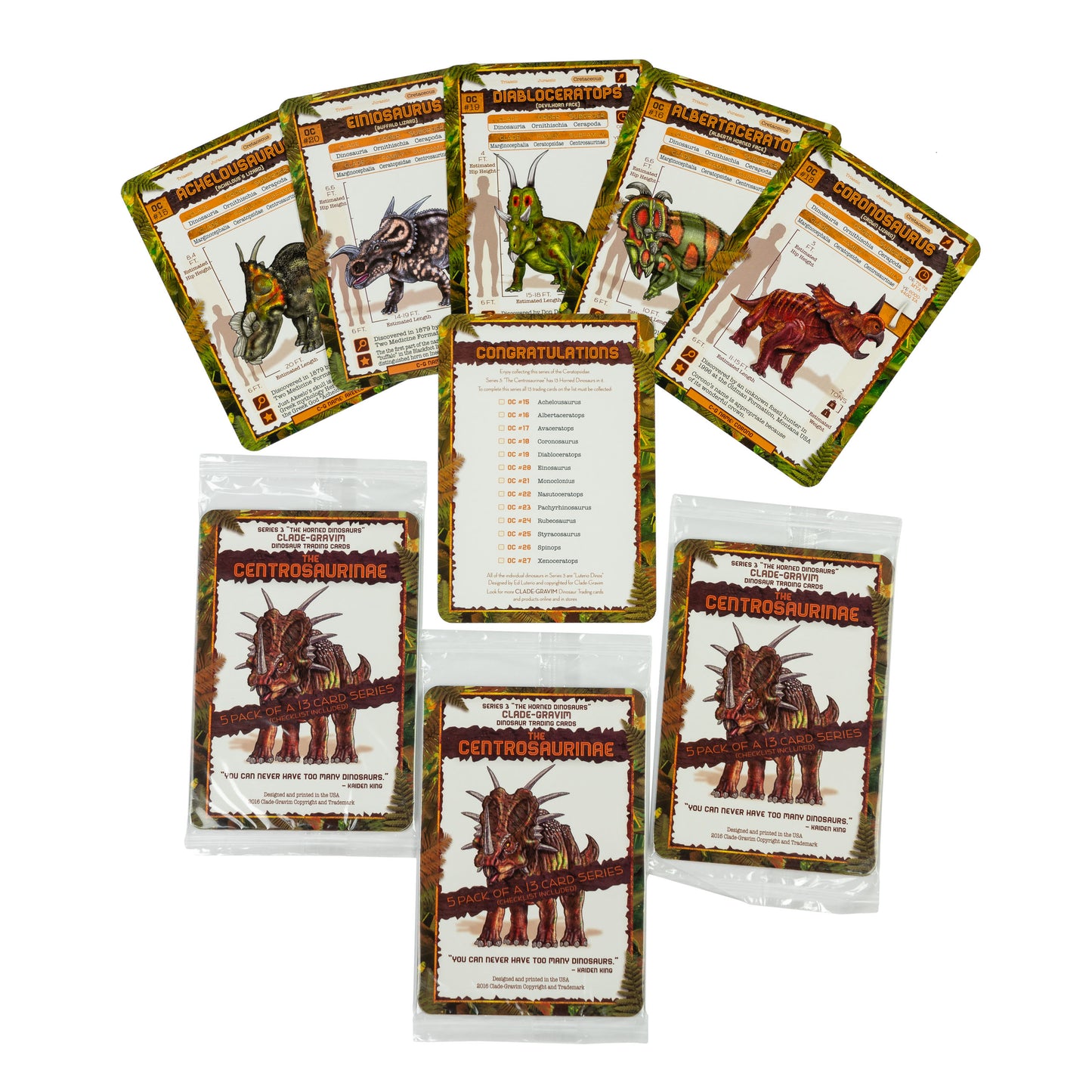 Horned Dinosaur Trading Cards Series 3 Clade-Gravim 3-5 Card Pks of the Centrosaurinae