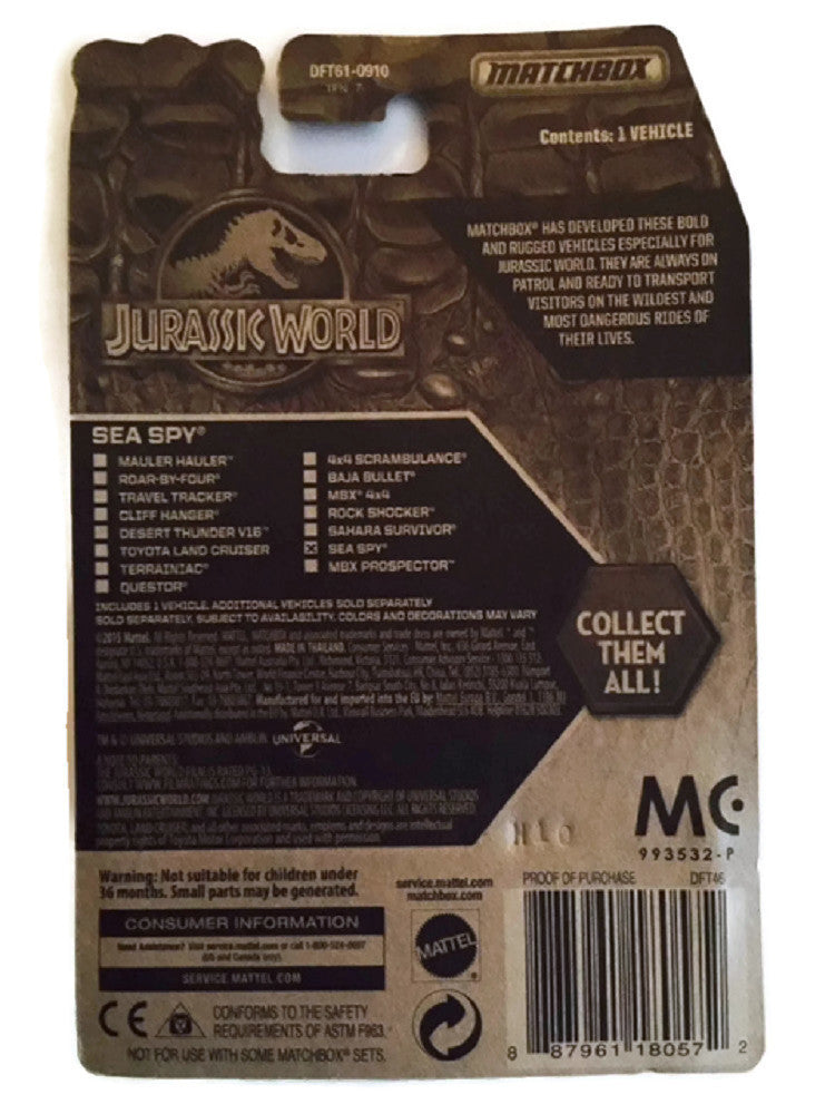 Jurassic World Matchbox Collectible Vehicle Car Boat