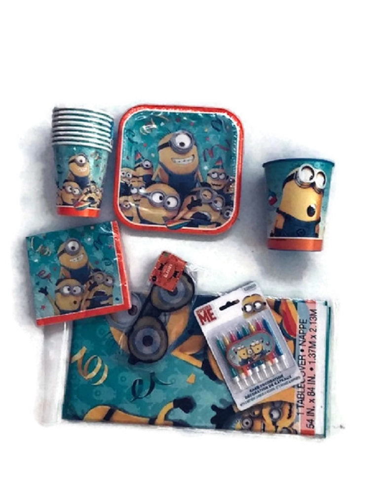 Despicable Me Minions Party Bundle Plates Cups Napkins Candles Table Cover Google Eyes Birthday